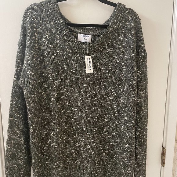 NWT Old Navy Knitted Cotton-Blend Sweater; Speckled Green; Medium (Regular) - Picture 7 of 10